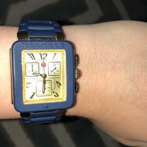 Michele “Park” navy & gold jelly silicone watch